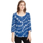 Snowflakes Winter Background Chiffon Quarter Sleeve Blouse
