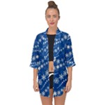 Snowflakes Winter Background Open Front Chiffon Kimono