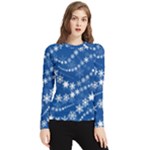 Snowflakes Winter Background Women s Long Sleeve Rash Guard