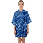 Snowflakes Winter Background Half Sleeve Satin Kimono 