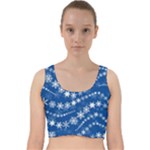 Snowflakes Winter Background Velvet Racer Back Crop Top