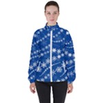 Snowflakes Winter Background Women s High Neck Windbreaker