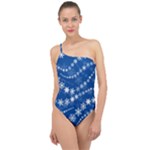 Snowflakes Winter Background Classic One Shoulder Swimsuit