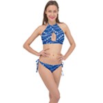 Snowflakes Winter Background Cross Front Halter Bikini Set