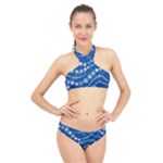 Snowflakes Winter Background High Neck Bikini Set