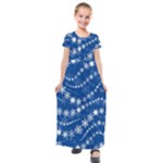 Snowflakes Winter Background Kids  Short Sleeve Maxi Dress