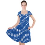 Snowflakes Winter Background Cap Sleeve Midi Dress