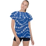 Snowflakes Winter Background Ruffle Collar Chiffon Blouse