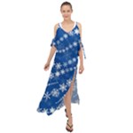 Snowflakes Winter Background Maxi Chiffon Cover Up Dress