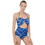 Snowflakes Winter Background Scallop Top Cut Out Swimsuit