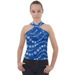 Snowflakes Winter Background Cross Neck Velour Top