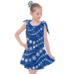 Snowflakes Winter Background Kids  Tie Up Tunic Dress