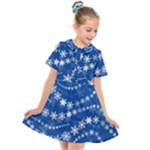Snowflakes Winter Background Kids  Short Sleeve Shirt Dress