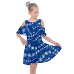 Snowflakes Winter Background Kids  Shoulder Cutout Chiffon Dress