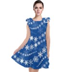 Snowflakes Winter Background Tie Up Tunic Dress