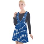 Snowflakes Winter Background Plunge Pinafore Velour Dress