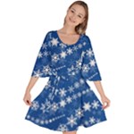 Snowflakes Winter Background Velour Kimono Dress