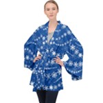 Snowflakes Winter Background Long Sleeve Velvet Kimono 