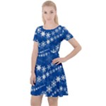 Snowflakes Winter Background Cap Sleeve Velour Dress 
