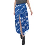 Snowflakes Winter Background Velour Split Maxi Skirt