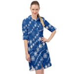 Snowflakes Winter Background Long Sleeve Mini Shirt Dress