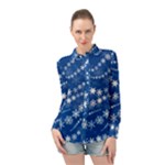 Snowflakes Winter Background Long Sleeve Chiffon Shirt