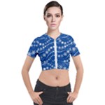 Snowflakes Winter Background Short Sleeve Cropped Jacket