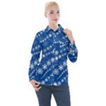 Snowflakes Winter Background Women s Long Sleeve Pocket Shirt