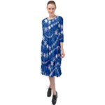 Snowflakes Winter Background Ruffle End Midi Chiffon Dress