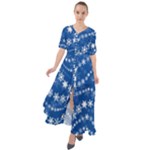 Snowflakes Winter Background Waist Tie Boho Maxi Dress