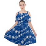 Snowflakes Winter Background Cut Out Shoulders Chiffon Dress
