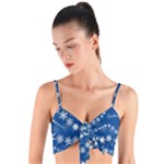 Snowflakes Winter Background Woven Tie Front Bralet