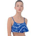 Snowflakes Winter Background Frill Bikini Top