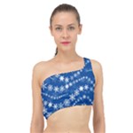 Snowflakes Winter Background Spliced Up Bikini Top 