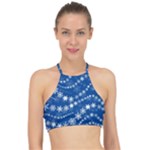 Snowflakes Winter Background Halter Bikini Top