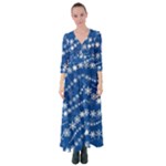 Snowflakes Winter Background Button Up Maxi Dress