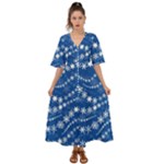 Snowflakes Winter Background Kimono Sleeve Boho Dress