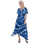 Snowflakes Winter Background Cross Front Sharkbite Hem Maxi Dress
