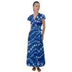 Snowflakes Winter Background Flutter Sleeve Maxi Dress