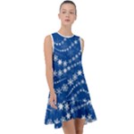 Snowflakes Winter Background Frill Swing Dress