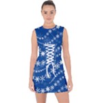 Snowflakes Winter Background Lace Up Front Bodycon Dress