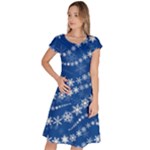 Snowflakes Winter Background Classic Short Sleeve Dress