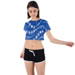 Snowflakes Winter Background Tie Back Short Sleeve Crop T-Shirt