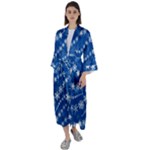 Snowflakes Winter Background Maxi Satin Kimono