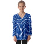 Snowflakes Winter Background Kids  V Neck Casual Top