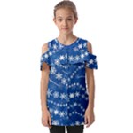 Snowflakes Winter Background Fold Over Open Sleeve Top