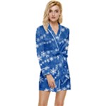 Snowflakes Winter Background Long Sleeve Satin Robe