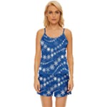 Snowflakes Winter Background Satin Pajama Short Set