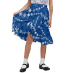 Snowflakes Winter Background Kids  Ruffle Flared Wrap Midi Skirt