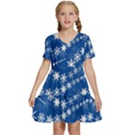 Snowflakes Winter Background Kids  Short Sleeve Tiered Mini Dress